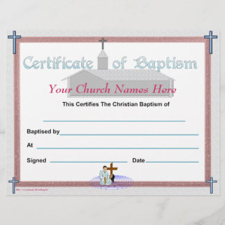 Papier Certificat de baptême