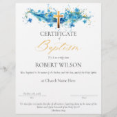 Papier Certificat de baptême, certificat de baptême (Devant)