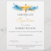 Papier Certificat de baptême, certificat de baptême (Devant)