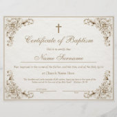 Papier Certificat de baptême, dédicace de bébé (Devant)