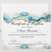 Papier Certificat de baptême, Dédication pour bébés (Devant / Derrière)