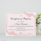 Papier Certificat de baptême, Dédication pour bébés (Debout devant)