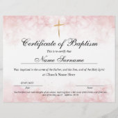 Papier Certificat de baptême, Dédication pour bébés (Devant)