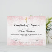 Papier Certificat de baptême, Dédication pour bébés (Debout devant)