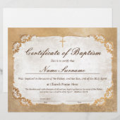 Papier Certificat de baptême, Dédication pour bébés (Devant / Derrière)