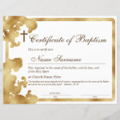 Papier Certificat de baptême, Dédication pour bébés (Devant)