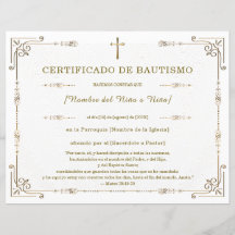 Certificat de Baptême Élégant