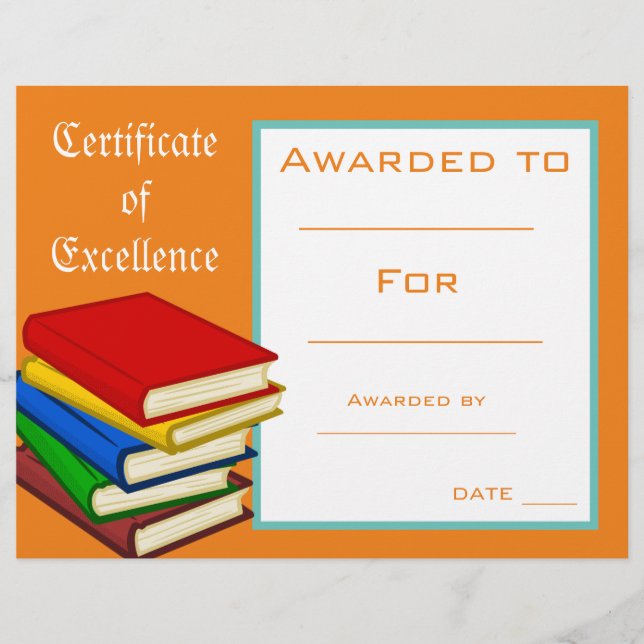 Papier Certificat de bourse de lecture Fournitures d'ense (Devant)