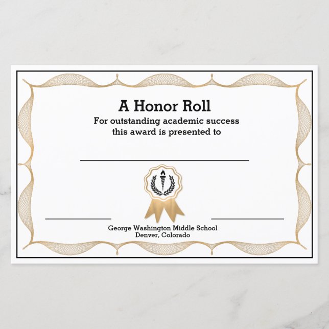 Papier Certificat de bourse scolaire décorative (Devant)