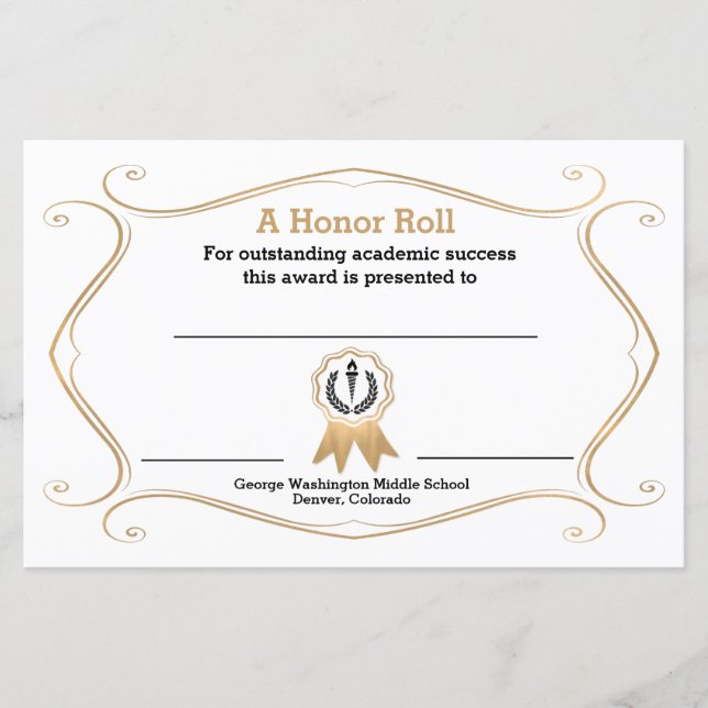 Papier Certificat de bourse universitaire cadre fleurie (Devant)