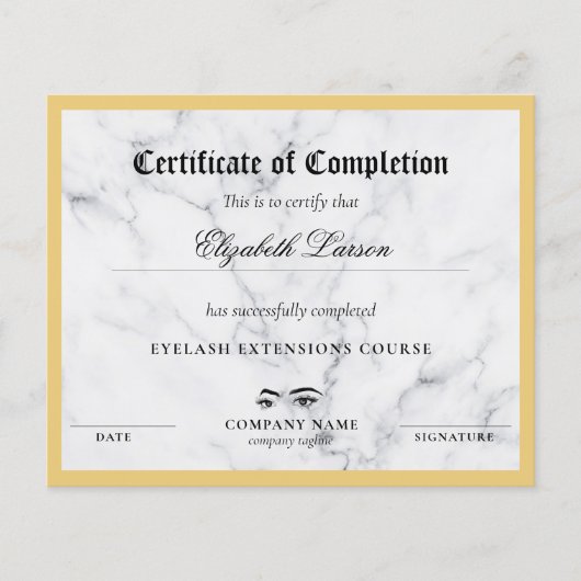 Papier Certificat de compétence Marbre Thème (Devant)