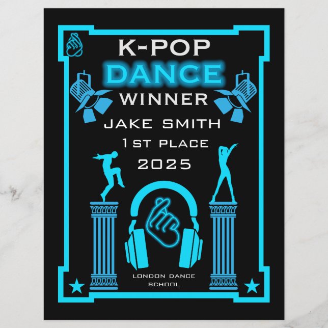 Papier Certificat de Concours de Danse K-Pop (Devant)