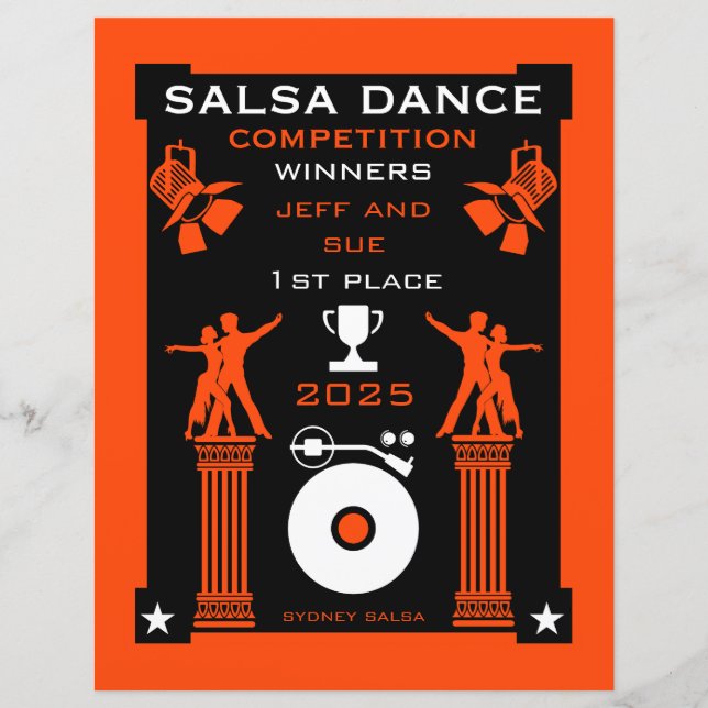 Papier Certificat de Concours de Danse Salsa (Devant)
