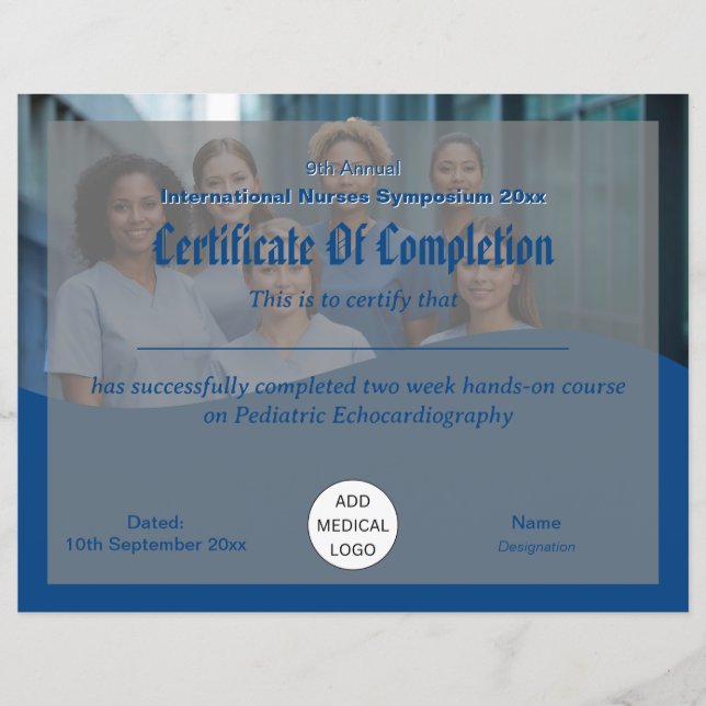 Papier Certificat de conférence Médicale du technicien in (Devant)