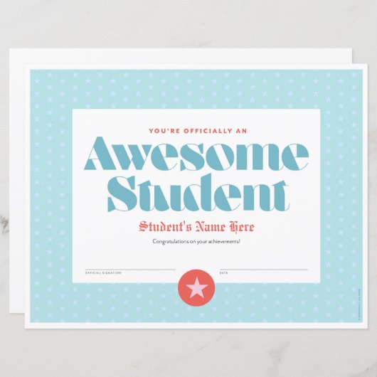 Papier Certificat de conscience (Devant / Derrière)