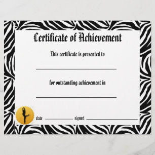 Papier Certificat de Danse - Zebra Lyrical
