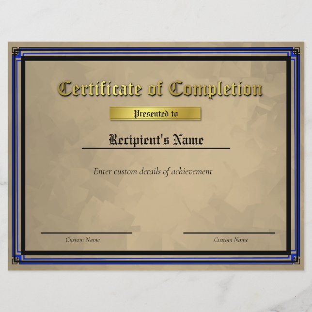Papier Certificat de drapeau personnalisé Thin Blue Line  (Devant)