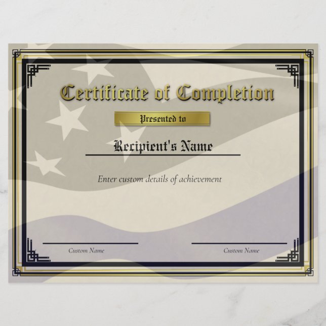 Papier Certificat de drapeau personnalisé Thin Blue Line  (Devant)