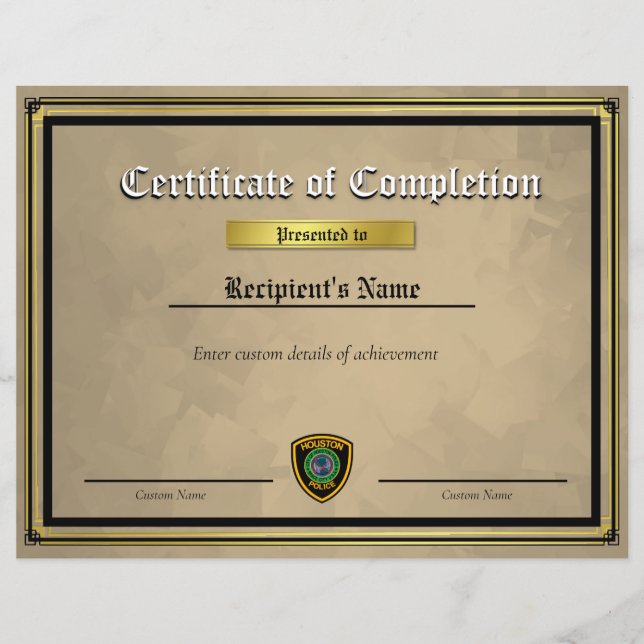 Papier Certificat de drapeau personnalisé Thin Blue Line  (Devant)