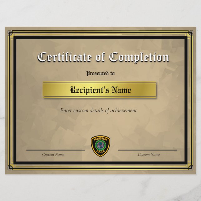 Papier Certificat de drapeau personnalisé Thin Blue Line (Devant)