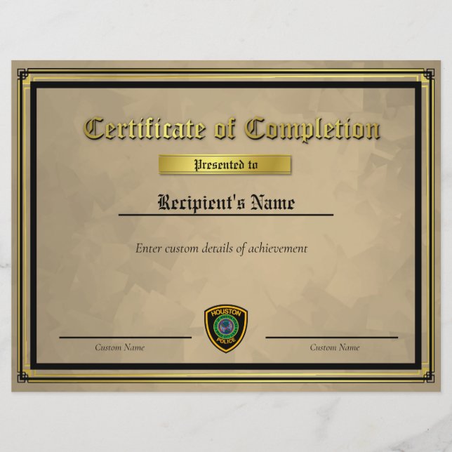 Papier Certificat de drapeau personnalisé Thin Blue Line (Devant)