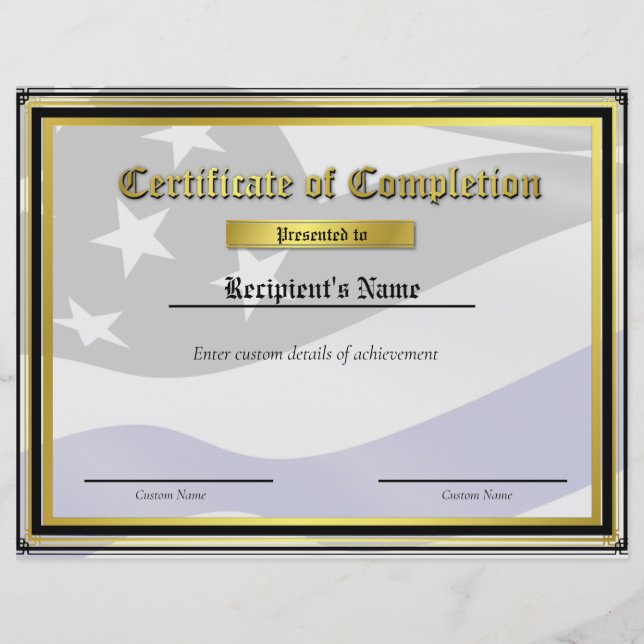 Papier Certificat de drapeau personnalisé Thin Blue Line (Devant)