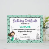 Papier Certificat de fête de créature marine, Sirène blan (Debout devant)