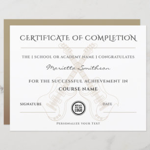 Papier Certificat de fin chic de guitare électrique moder