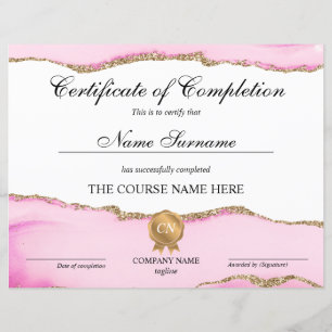 Papier Certificat de fin de cours
