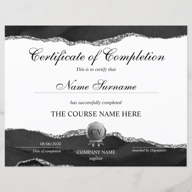 Papier Certificat de fin de cours (Devant)