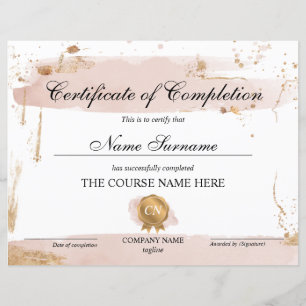 Papier Certificat de fin de cours