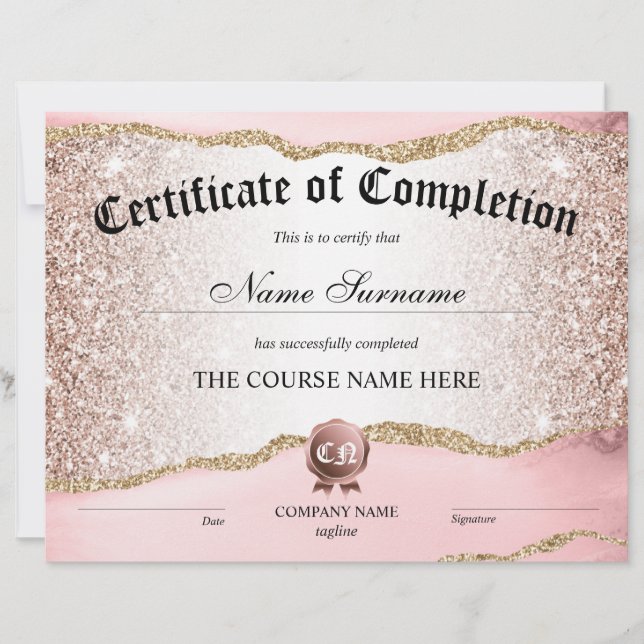 Papier Certificat de fin de cours (Devant)