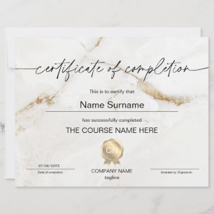 Papier Certificat de fin de cours