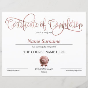 Papier Certificat de fin de cours