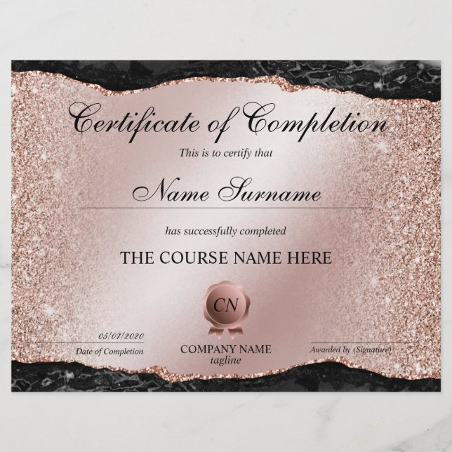 Papier Certificat de fin de cours (Devant)