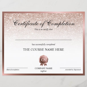 Papier Certificat de fin de cours