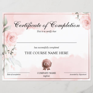 Papier Certificat de fin de cours
