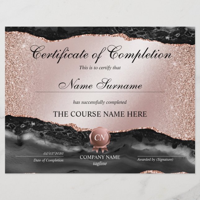 Papier Certificat de fin de cours (Devant)