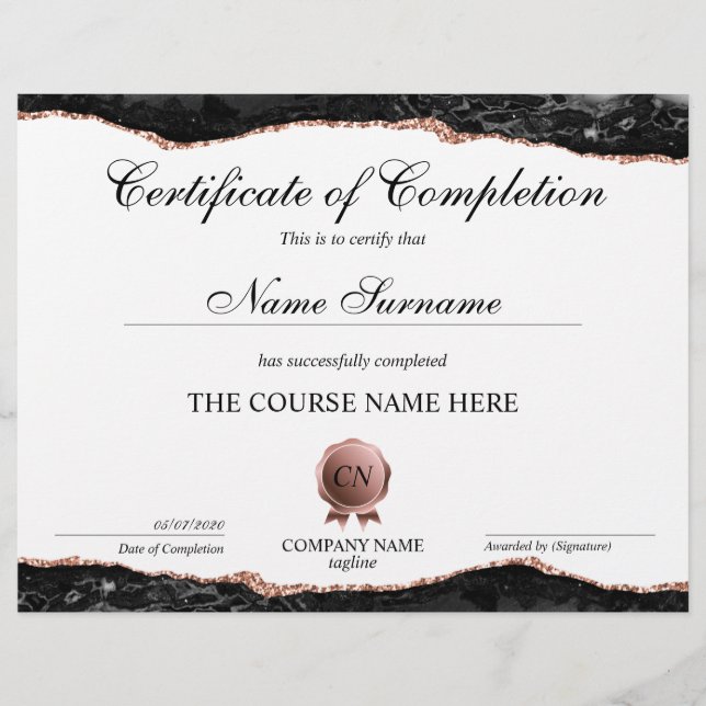 Papier Certificat de fin de cours (Devant)