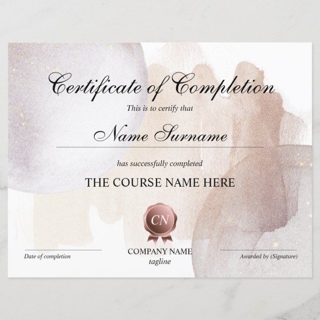 Papier Certificat de fin de cours (Devant)