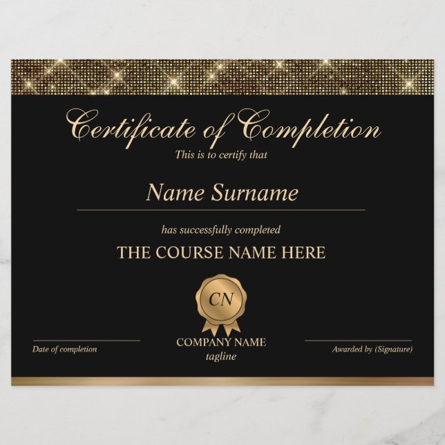 Papier Certificat de fin de cours (Devant)