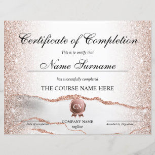 Papier Certificat de fin de cours