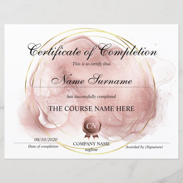 Papier Certificat de fin de cours (Devant)