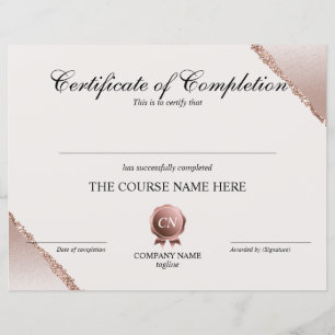Papier Certificat de fin de cours