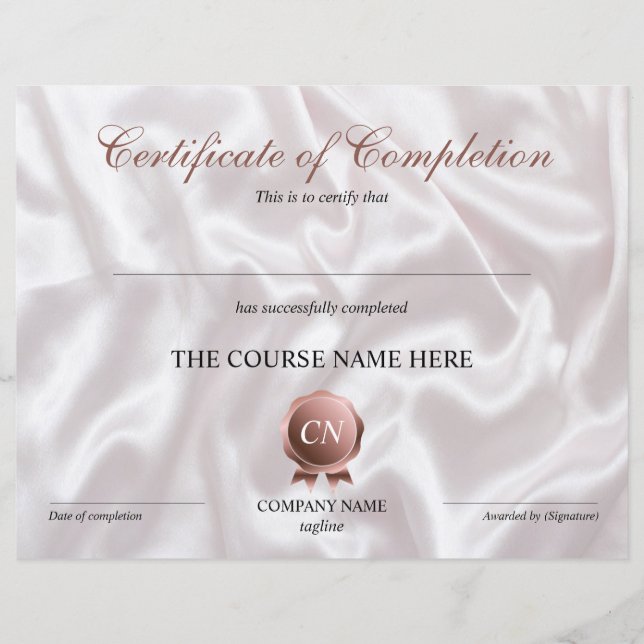 Papier Certificat de fin de cours (Devant)