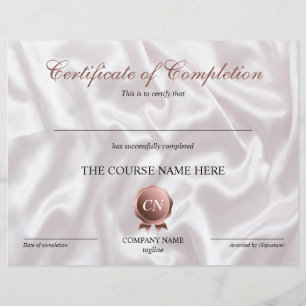 Papier Certificat de fin de cours