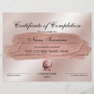 Papier Certificat de fin de cours