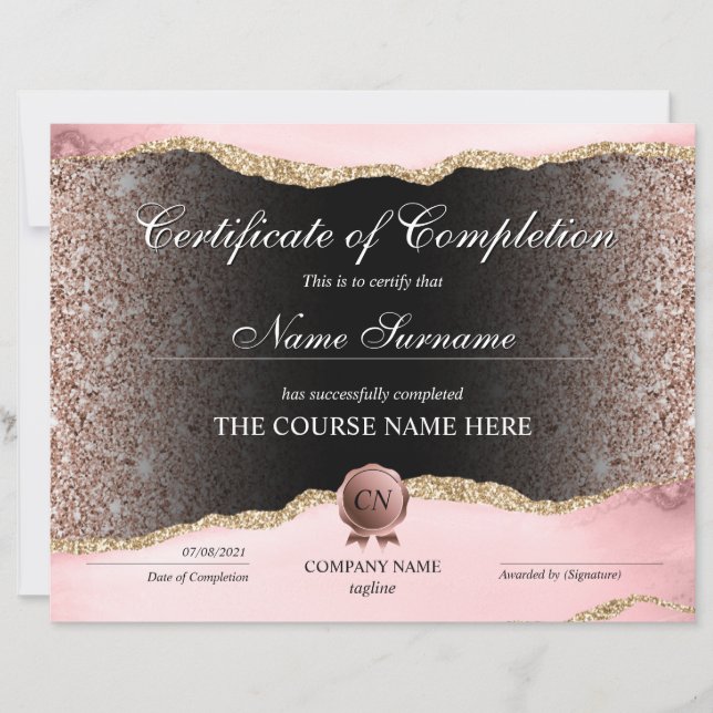 Papier Certificat de fin de cours (Devant)