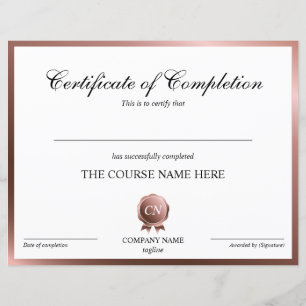 Papier Certificat de fin de cours