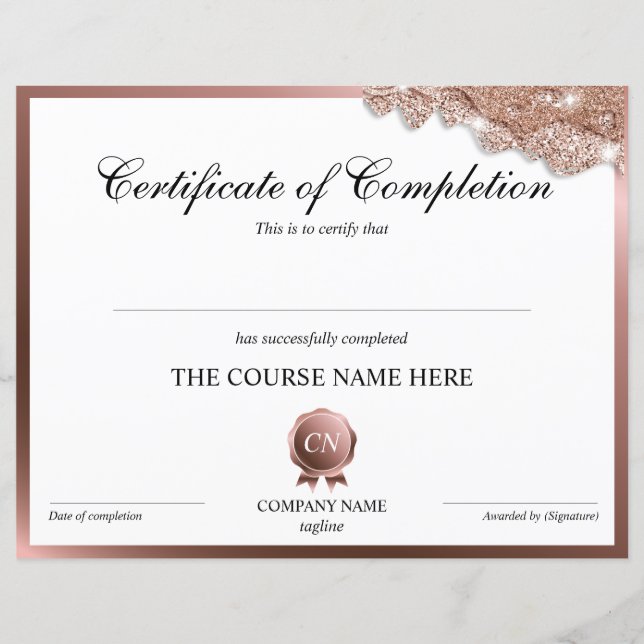 Papier Certificat de fin de cours (Devant)